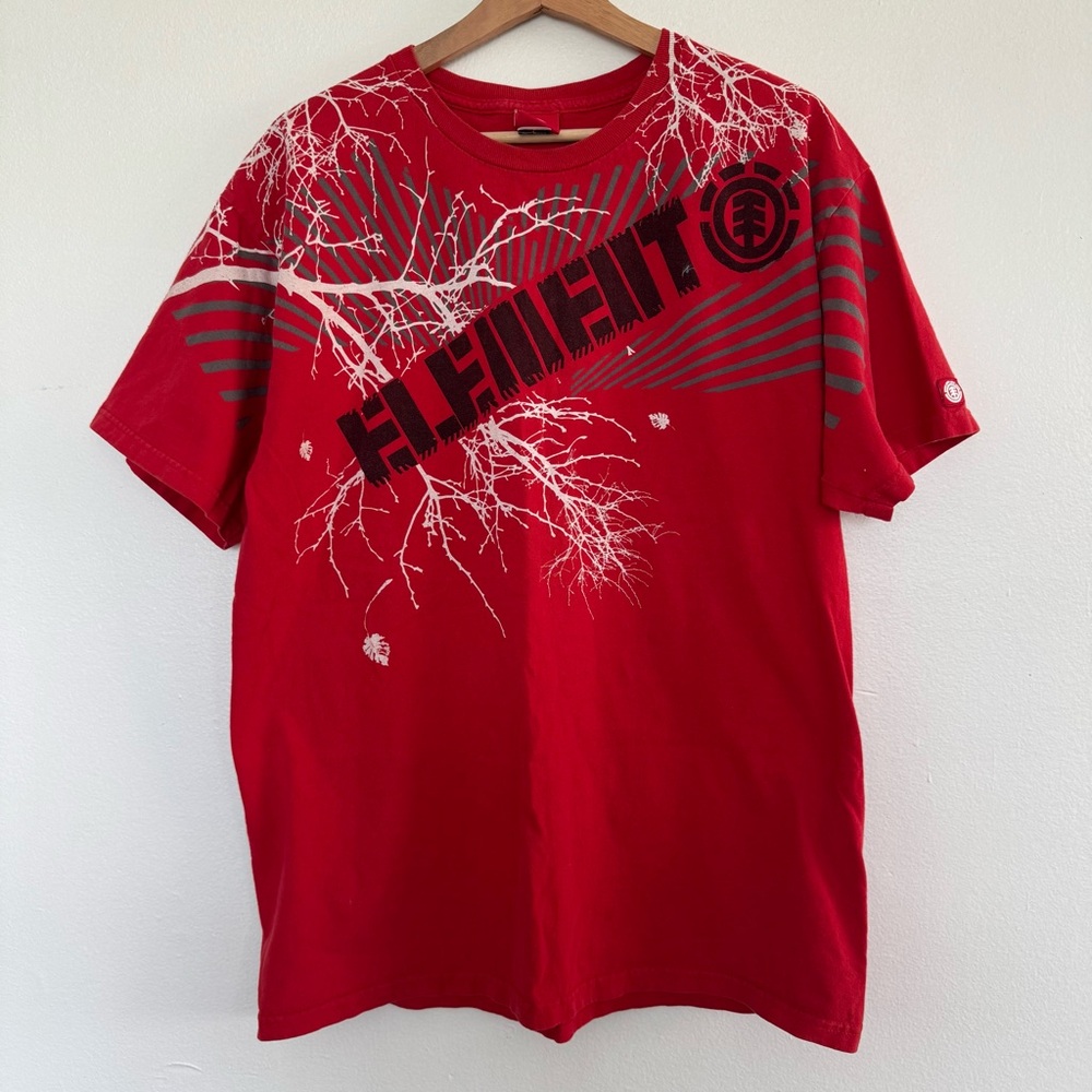 Vintage Element Skateboards T-Shirt Large Red Skateboarding Cotton Tee USA 90s